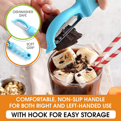 Spring Chef Premium Swivel Vegetable Peeler, Soft Grip Handle and Ultra Sharp Stainless Steel Blades - Perfect Kitchen Peeler For Veggie, Fruit, Potato, Carrot, Apple - Black