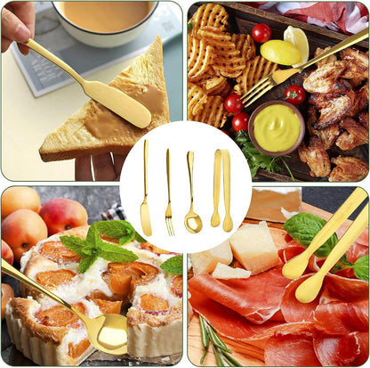 Charcuterie Board Accessories, 18 Pcs Silver Stainless Steel Spreader Knives Set Include Mini Serving Tongs, Cheese Butter Knives, Spoons, Forks, Honey Dippers