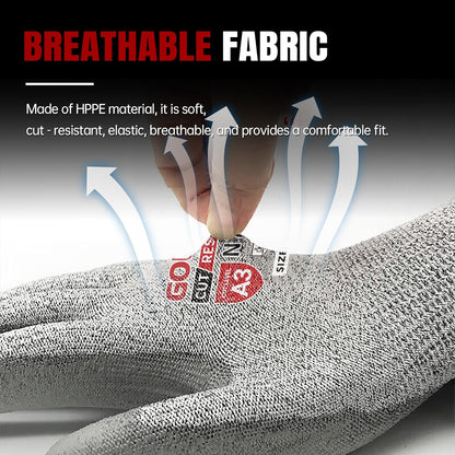 ANSI A9 Cut Resistant Gloves,Cut Resistant Work Gloves,Cut Proof Gloves Nitrile Coated For Metal Fabrication,Woodworking, Construction,Touch Screen,Large