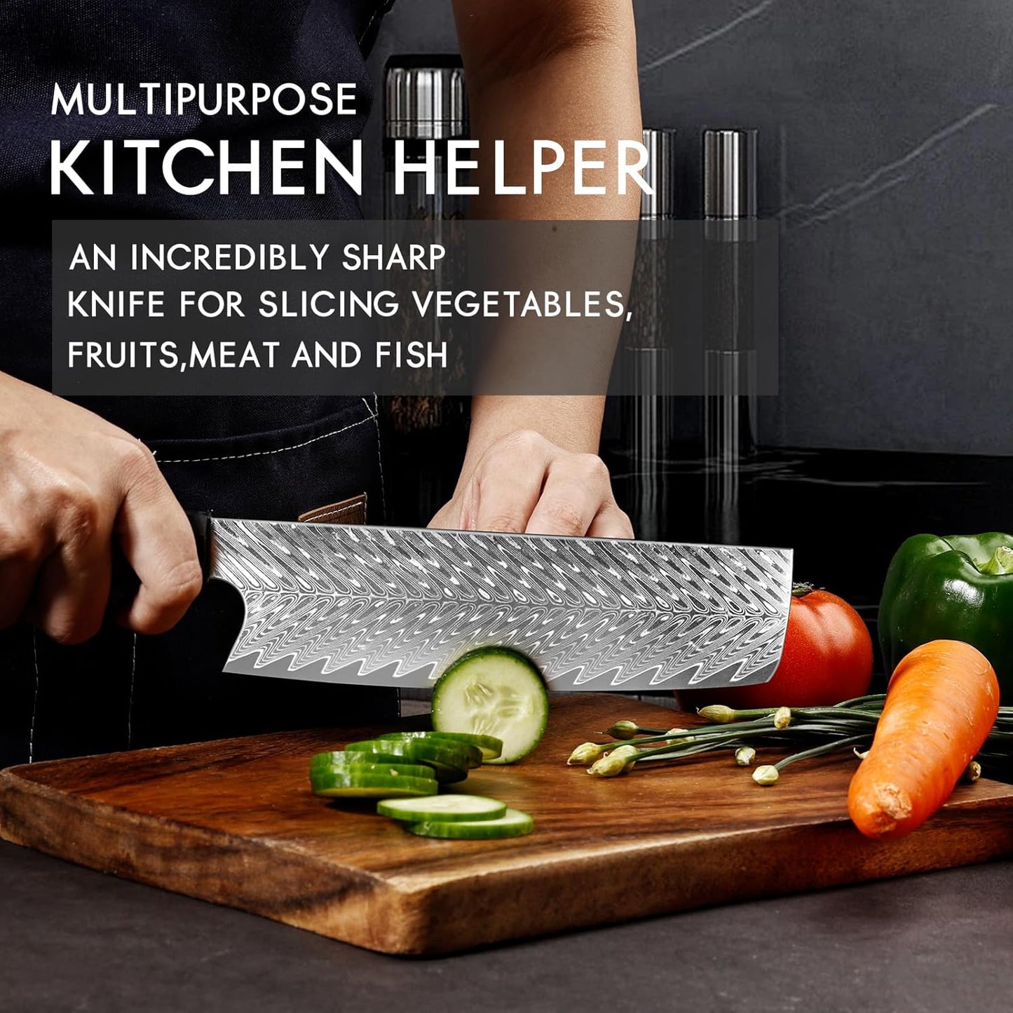 Nakiri Knife Japanese Damascus Cleaver: 6.6 Inch Chef Knife Professional Kitchen Knife Razor Sharp Meat Cleaver with G10 Ergonomic Handle