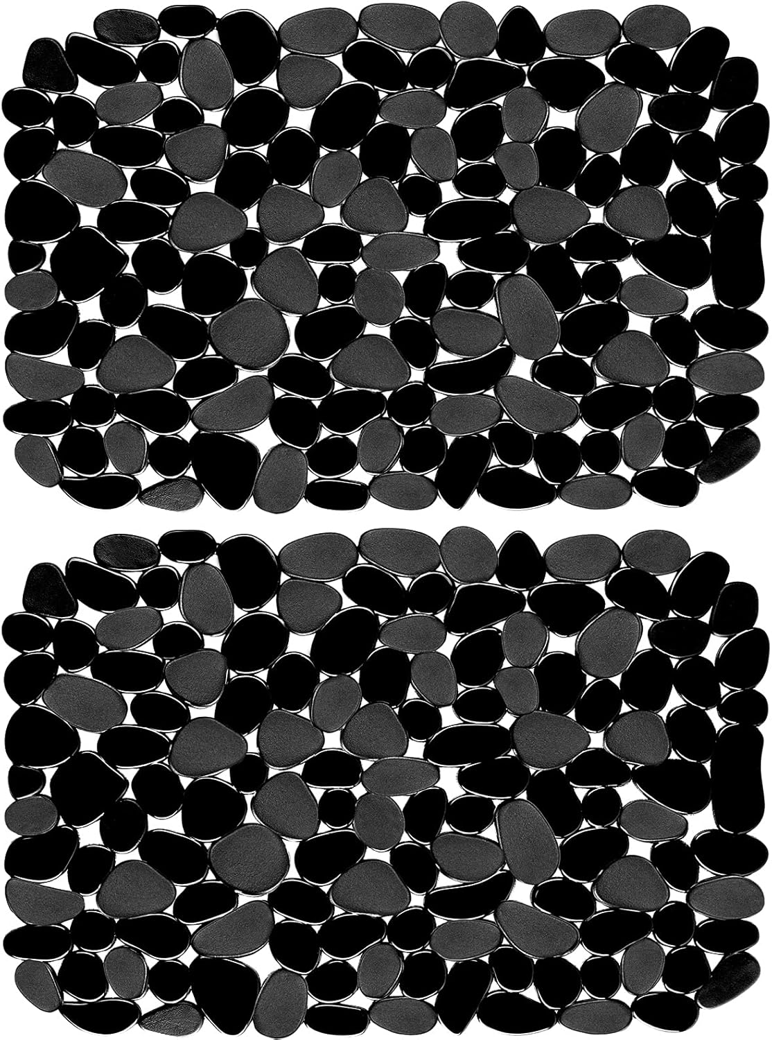 Coopay Kitchen Sink Mat Pebble Protect Mat PVC Eco-friendly Adjustable Stainless steel/ Porcelain Dish Drying Pad Protector for Bottom of Kitchen Sink, 15.8 x 11.8 inches (2 Pack, Black and Gray)