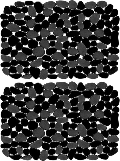 Coopay Kitchen Sink Mat Pebble Protect Mat PVC Eco-friendly Adjustable Stainless steel/ Porcelain Dish Drying Pad Protector for Bottom of Kitchen Sink, 15.8 x 11.8 inches (2 Pack, Black and Gray)