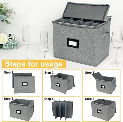 VERONLY 2 Pack Flatware Utensil Storage - Sturdy Silverware Storage Box with Dividers, 5 Compartment Flatware Storage Case with Handles and Removable Lid for Moving&Protected(Dark Gray)