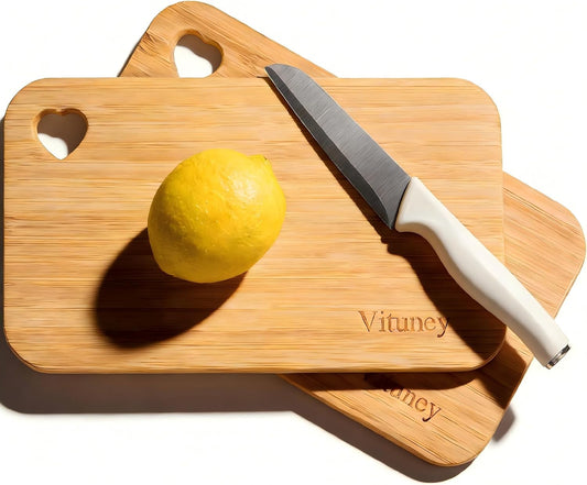 2pcs Small Bamboo Cutting Boards for Kitchen with Hanging Hole – Mini Wood Cutting Board for Vegetables, Fruit, Bread, Meat