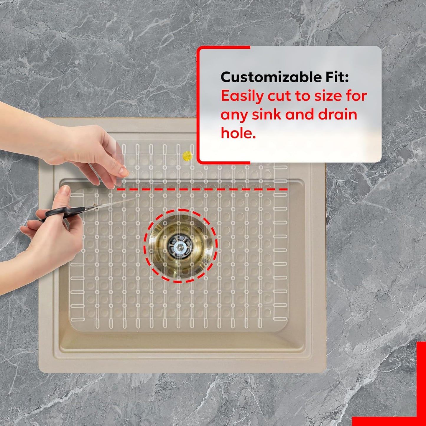 Better Houseware Clear Sink Mat - 12” x 16” - Heavy Duty PVC, Non-Slip, Dishwasher Safe, BPA-Free Sink Protector, Durable, Cut to Fit, Sink Mat for Kitchen Sink & Dishware Protection