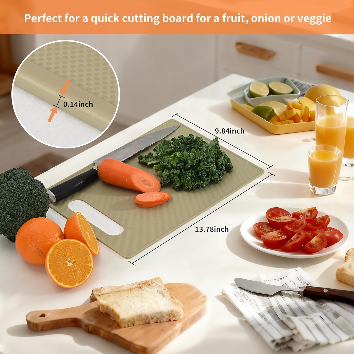 Luckyiren Premium Plastic Cutting Board Set – 3-Pack BPA-Free, Reversible, Easy to Clean, Durable and Lightweight – Ideal for Meat, Vegetables, and Seafood – 14 x 10 inch, Kitchen Essential