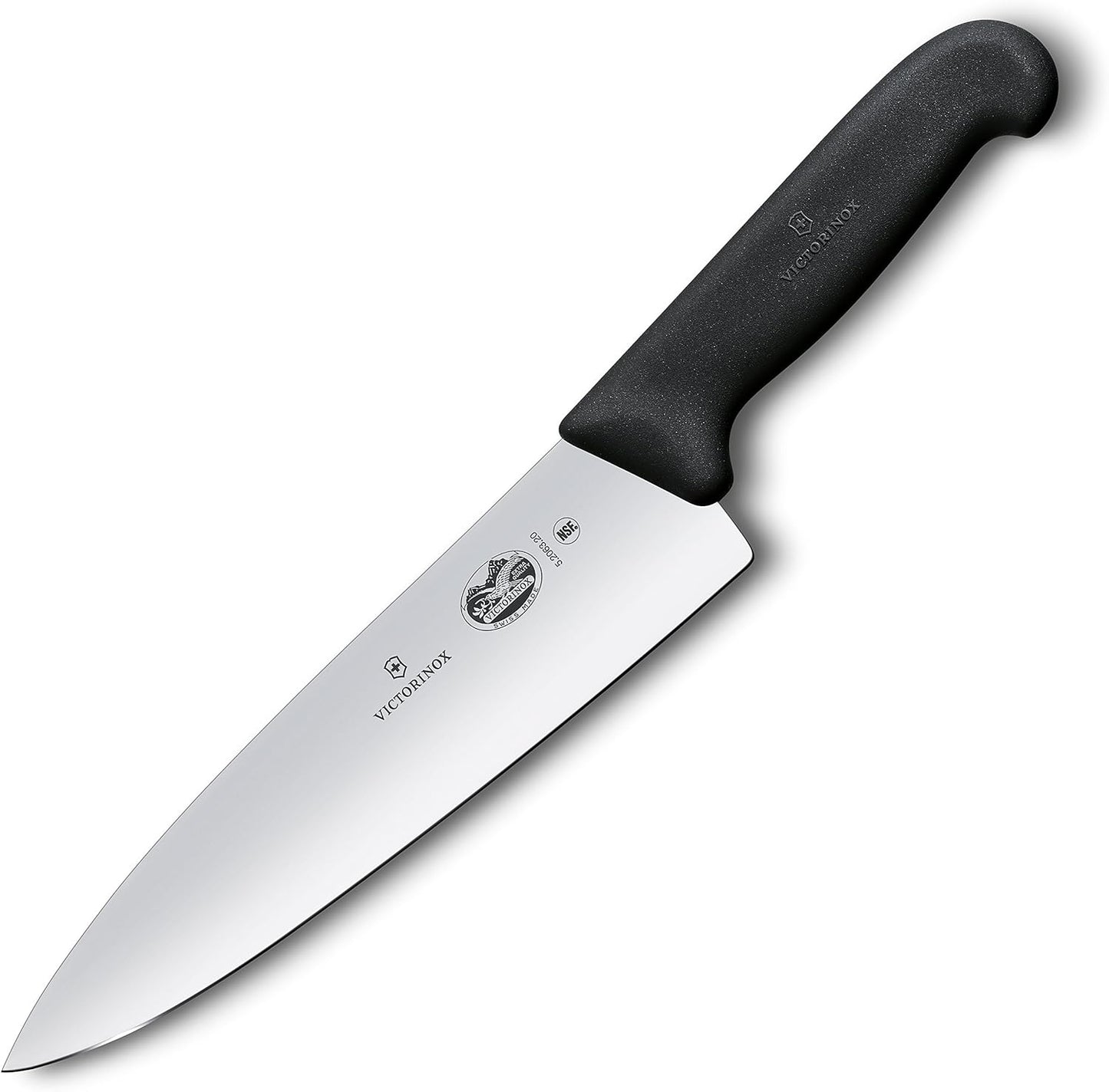 Victorinox Fibrox Pro Chef’s Knife, 8 Inch - Swiss Army Kitchen Knife, High Carbon Stainless Steel Blade, Non-Slip Fibrox Handle, Dishwasher Safe, Black