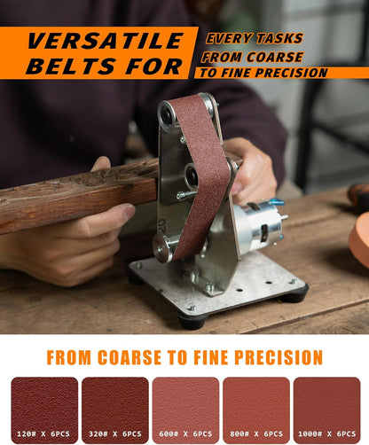 Mini Belt Sander, Electric Small Sander Knife Making Supplies, 7 Adjustable Speed Electric Knife Sharpener, Power Belt Grinder for Woodworking, Metal Working DIY (6.5'' x 6.8'' x 4.8'')