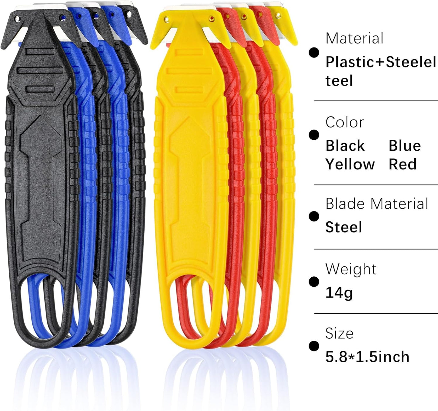 Therwen 30 Pcs Safety Box Cutter Knife of Stainless Steel Concealed Blade Package Opener with Tape Splitter for Carton Cardboard Wrap Letter Work Bag Straps Film Utility Tool (Black)