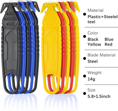 Therwen 30 Pcs Safety Box Cutter Knife of Stainless Steel Concealed Blade Package Opener with Tape Splitter for Carton Cardboard Wrap Letter Work Bag Straps Film Utility Tool (Black)