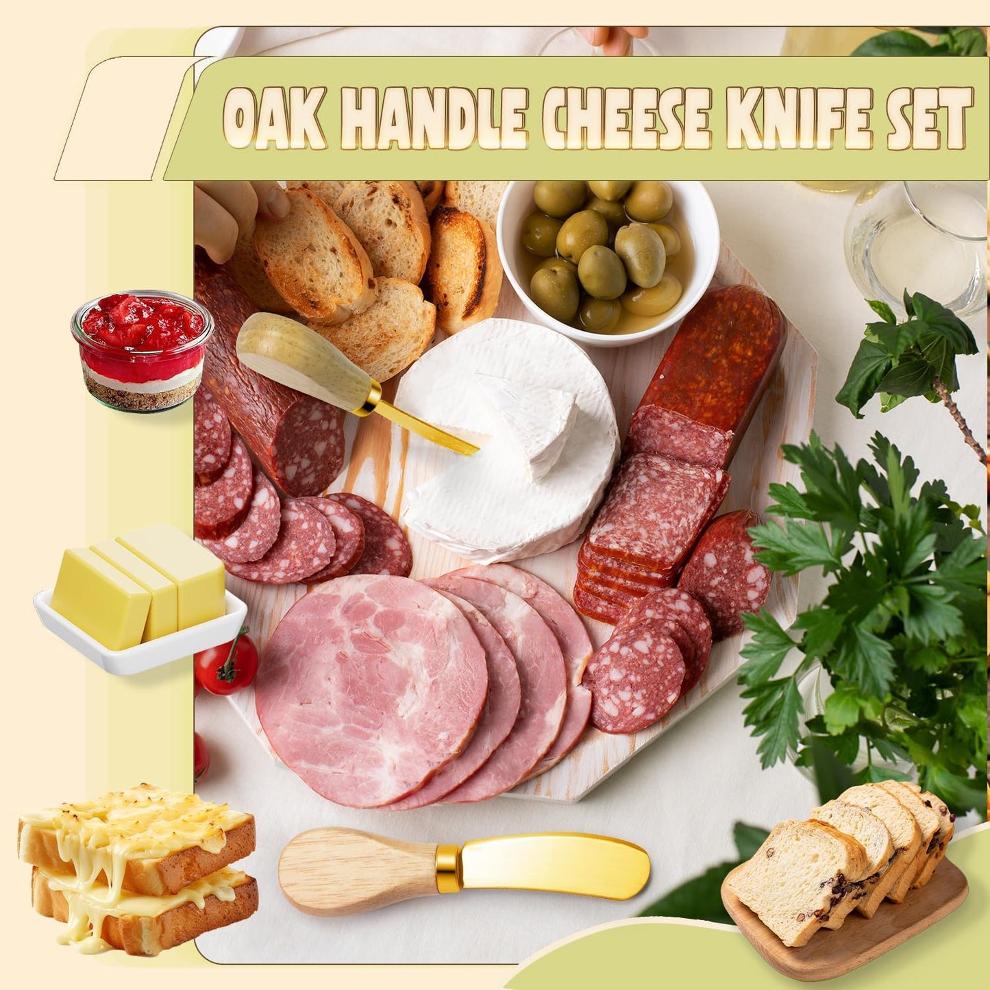 Butter Knife Spreader, Cheese Spreader Knives Set of 4, Stainless Steel Butter Knives with Acacia Wood Handle, Small Cheese Knives for Cold Butter, Soft Cheese Spreader, Jam, Charcuterie, Pastry