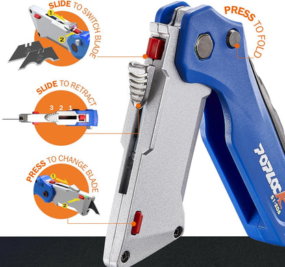 POPLOCK Hook Razor Blades for Utility Knife - 20 Pack SK2 Steel Hook Utility Knife Blades, R-Curve K-Hook Replacement Refills for Roofing, Drywall, Carpet, Cardboard Box Cutters - Two-Notch Compatible