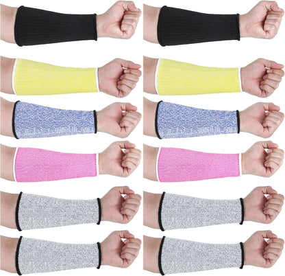 SHENLIU 6 Pairs Arm Protection Sleeves Level 5 Protection Cut Burn Resistant Sleeve Anti Abrasion Forearm Cover Protector Arm Guard for Men Women (21cm/8.3 Inch, Black, Grey, Blue, Pink, Yellow)