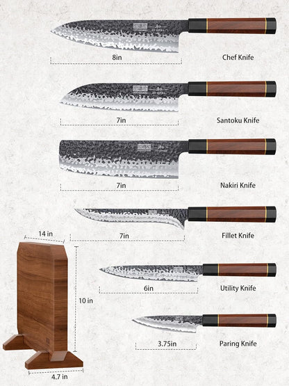 HOSHANHO 5 Pieces Knife Set, Japanese High Carbon Steel Kitchen Knife Sets, Professional Ultra Sharp Chef Knives Set with Ergonomic Rosewood Handle