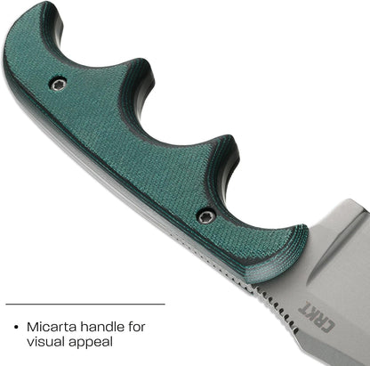 CRKT Minimalist Bowie Outdoor Survival Fixed Blade Knife with Sheath: Stainless Steel Plain Edge Blade, Micarta Handle, 2387