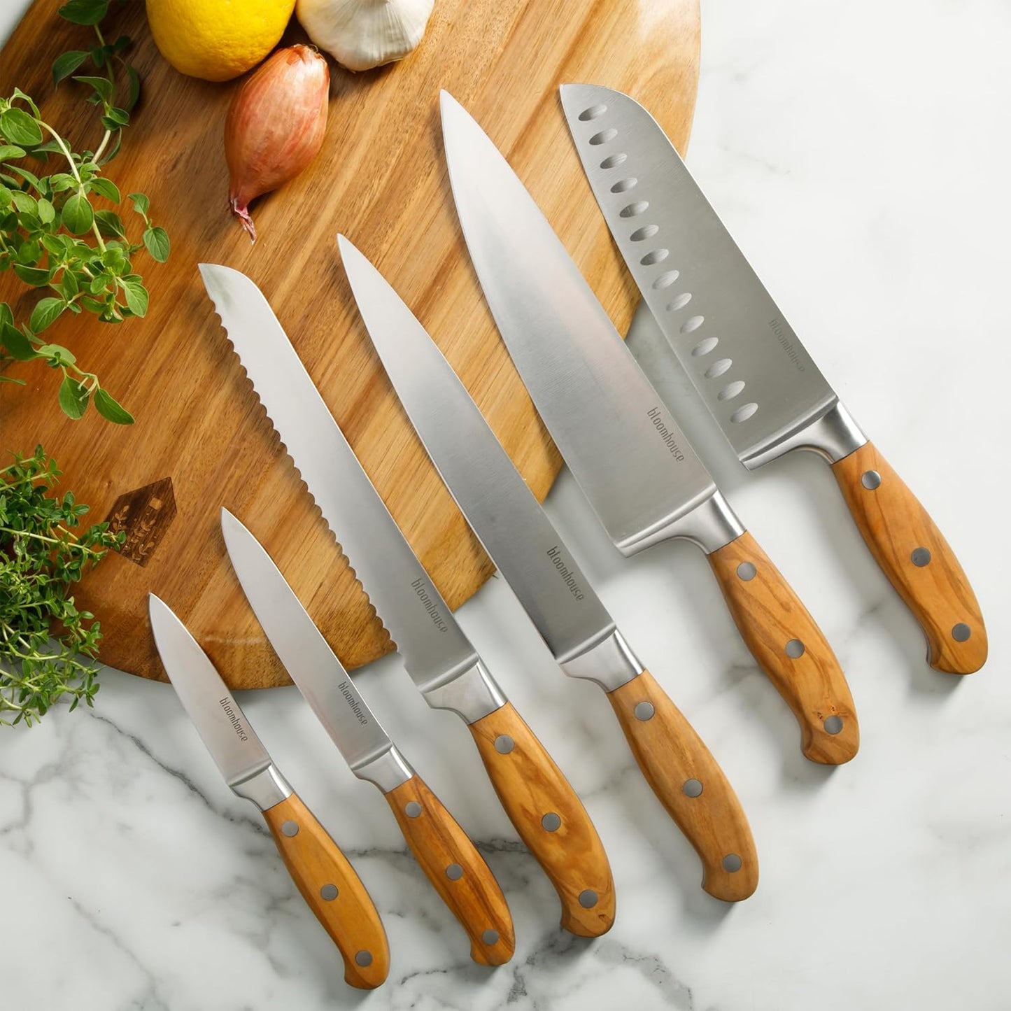 Bloomhouse - Two Time Oprah's Favorite Things Winner - 5" Utility Boning Kitchen Knife German Stainless Steel Blade w/Forged Italian Olive Wood Handle Full Tang for Meat Poultry & Precision Cutting