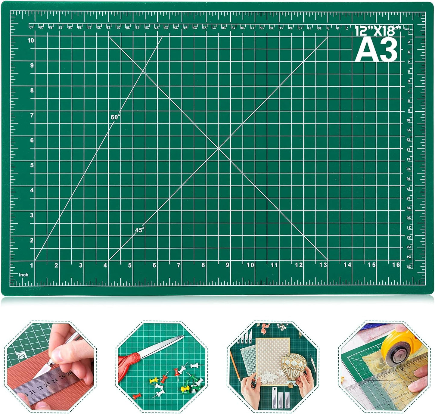 anezus Self Healing Sewing Mat, Rotary Cutting Mat Double Sided 5-Ply Craft Cutting Board for Sewing Crafts Hobby Fabric Precision Scrapbooking Project 9inch x 12inch(A4)