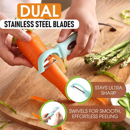 Spring Chef Premium Swivel Vegetable Peeler, Soft Grip Handle and Ultra Sharp Stainless Steel Blades - Perfect Kitchen Peeler For Veggie, Fruit, Potato, Carrot, Apple - Black
