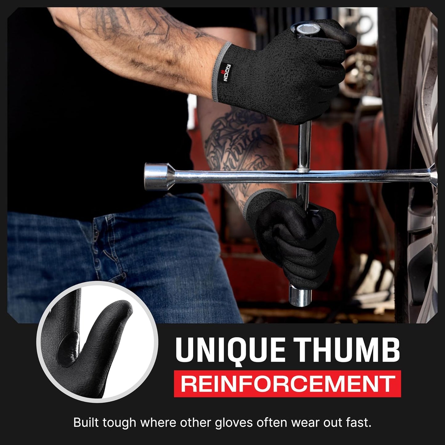 NoCry Professional Cut Resistant Work Gloves for Men and Women with Firm Grip and Waterproof Palms — Touchscreen Tips & Reinforced Thumb — Ideal for Cutting, Slicing and Dicing
