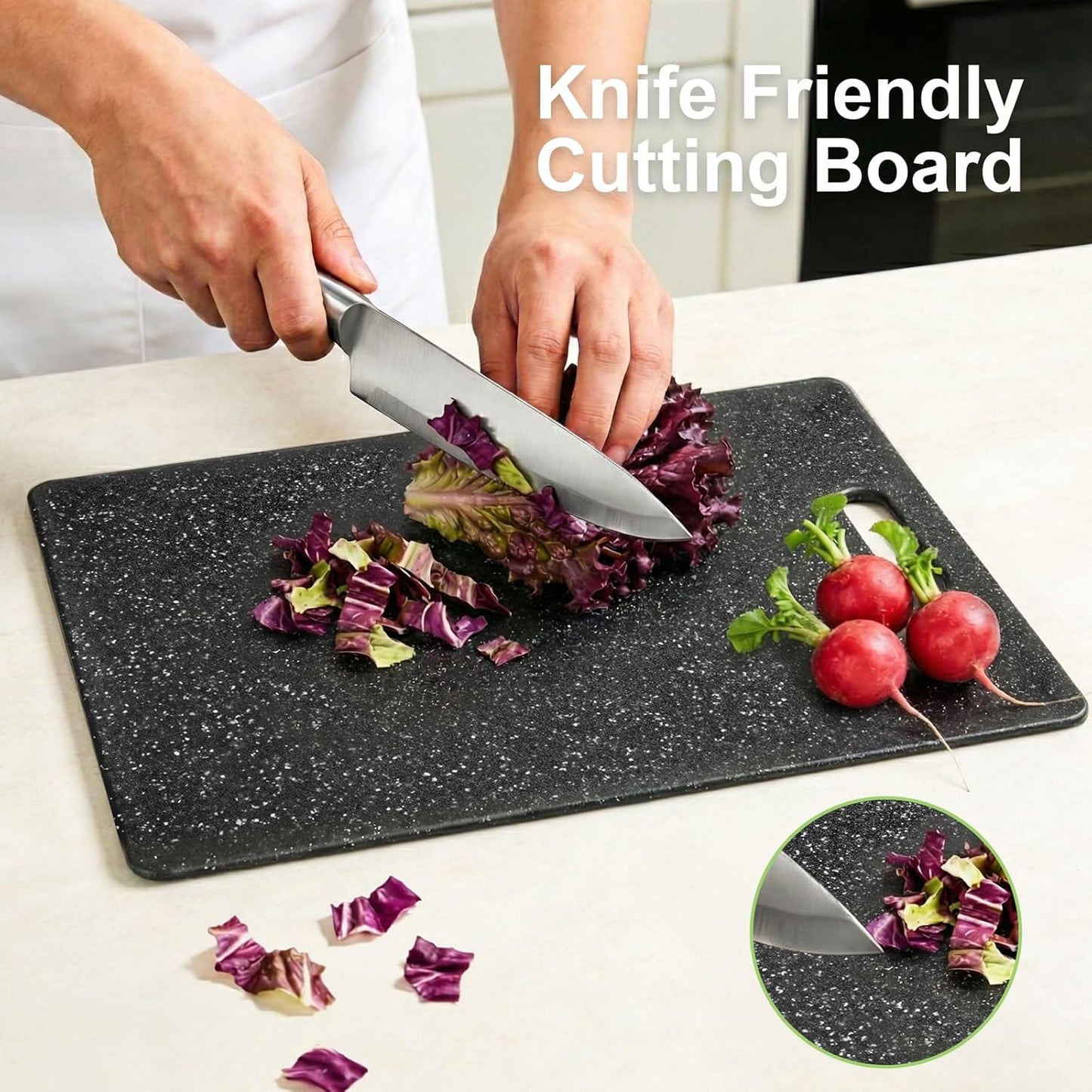 Cutting Board for Kitchen Set of 3 Portable Plastic Non-slip Cutting Boards Mats BPA-Free Reversible Chopping Board for Meat,Vegetables, and Fruits Dishwasher Safe,Easy Grip Handle,Multi Sizes (Black)