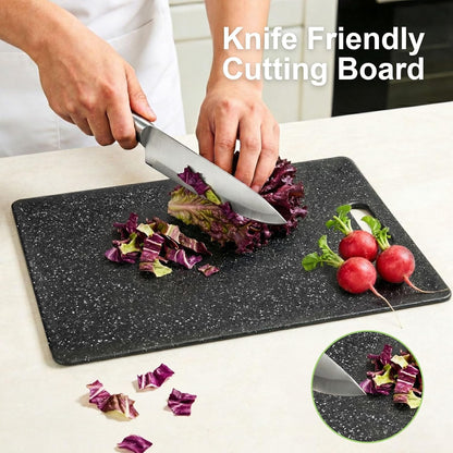 Cutting Board for Kitchen Set of 3 Portable Plastic Non-slip Cutting Boards Mats BPA-Free Reversible Chopping Board for Meat,Vegetables, and Fruits Dishwasher Safe,Easy Grip Handle,Multi Sizes (Black)