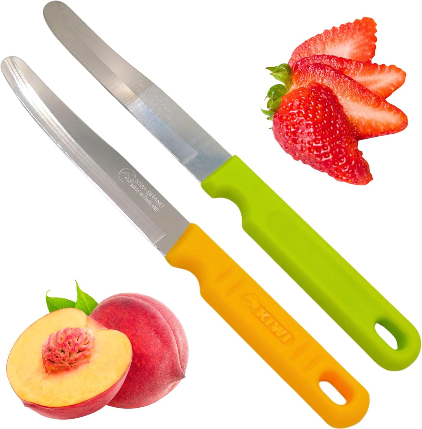 Round Tip Knife, Blunt Knife, Rounded Tip Knives for Cutting Fruit and Vegetable, Smooth Sharp Blade, Safety Knifes (Yellow)