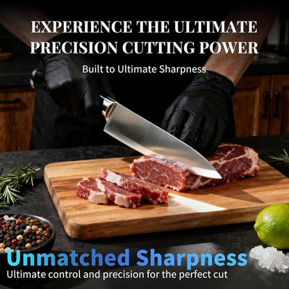Knife Set, 15 Piece Premium Chef High Carbon Stainless Steel Kitchen Knife Block Set, Razor-sharp, Ergonomic Forged Triple Rivet Handle, Professional Knife Set for Kitchen, Dishwasher Safe(White)