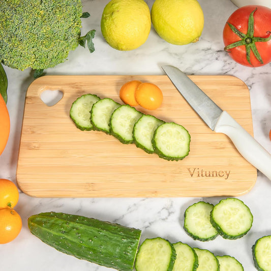 2pcs Small Bamboo Cutting Boards for Kitchen with Hanging Hole – Mini Wood Cutting Board for Vegetables, Fruit, Bread, Meat