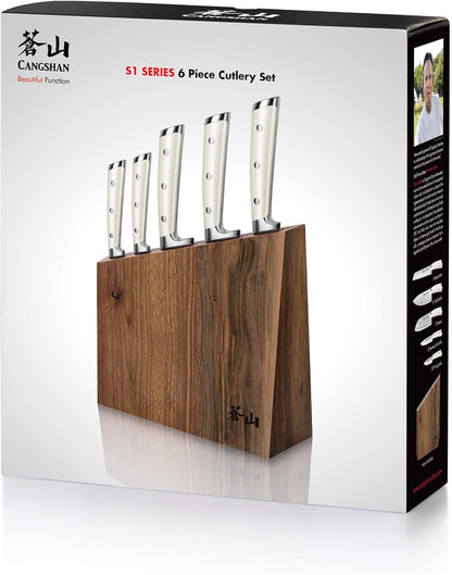 Cangshan S1 Series 1022568 German Steel Forged 5-Piece Starter Knife Block Set, Walnut