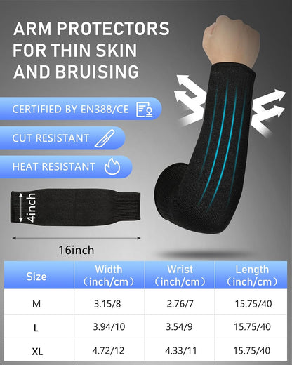 2 Pairs Arm Sleeves Guards Cut Resistant ANSI A6 Arm Protectors for Thin Skin and Bruising Garden Work Protective Sleeves for Farmer Gardening Men Women