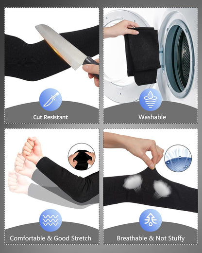 2 Pairs Arm Sleeves Guards Cut Resistant ANSI A6 Arm Protectors for Thin Skin and Bruising Garden Work Protective Sleeves for Farmer Gardening Men Women