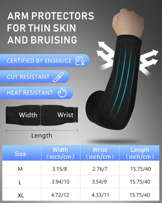 Neer 3 Pairs Cut Resistant Arm Sleeves Level 5 Arm Guard Protectors for Welding Gardening Kitchen Thin Skin Bruising Forearm