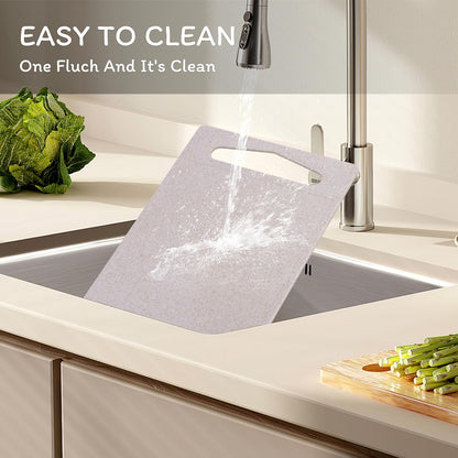 Cutting Board for Kitchen, Wheat Straw Fiber Cutting Board, Dish Washer Safe, w/Juice Grooves for Meat, Veggies, Easy Grip Handle, Non-slip Surface Eco-friendly Serveware Accessories （10‘x6.3’）