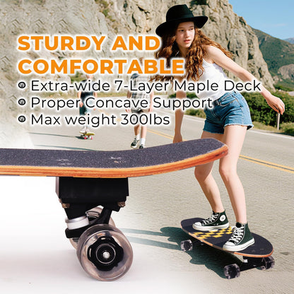 Nattork Complete Kid Skateboards 29" x 9" Youth Cruiser Skateboard for Beginners Double Kick Deck Concave Girls or Boys Skateboard