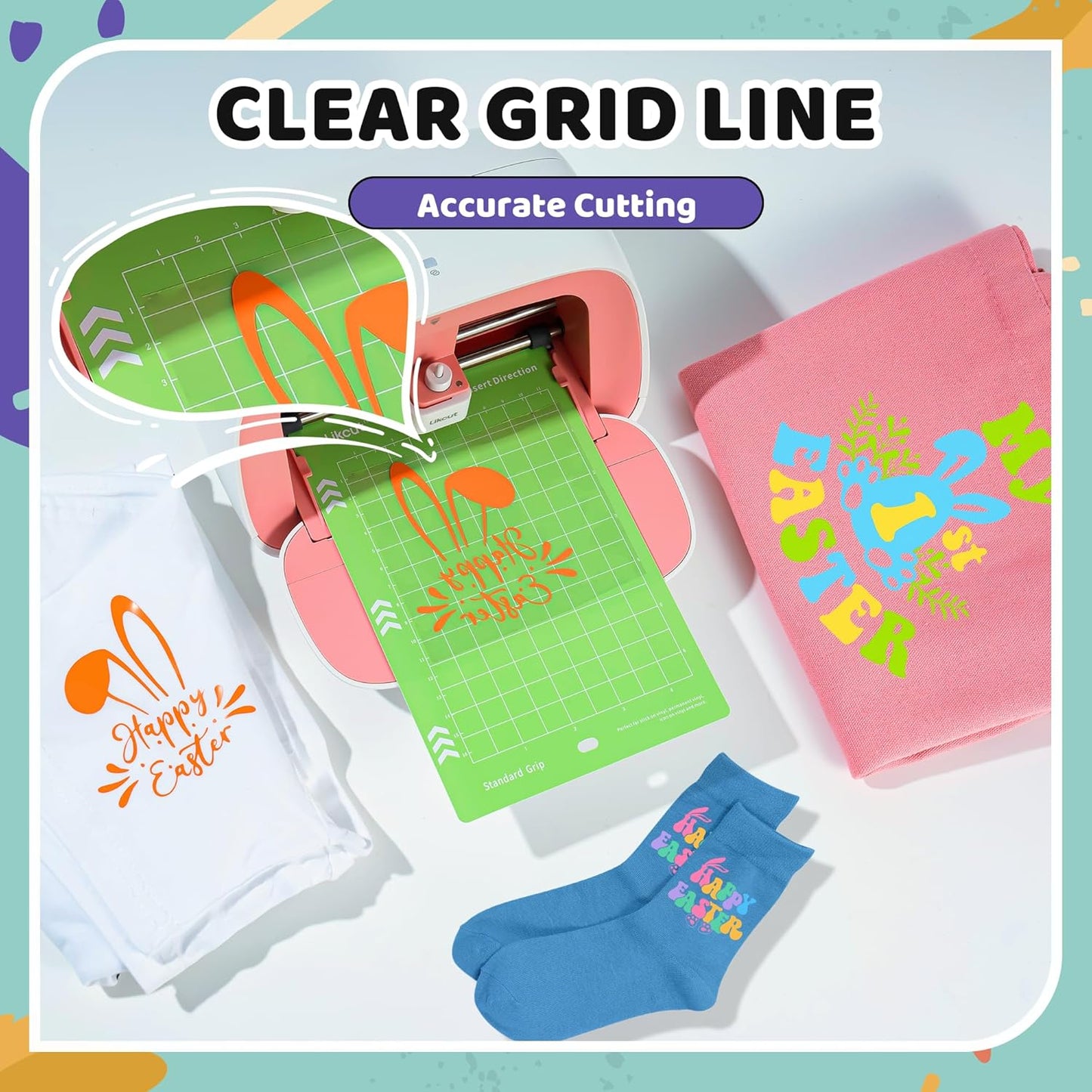 Likcut Cutting Mat for Glee S501 Cutter, 4.5" X 6.5" Standard Grip Mat for DIY Crafty, 3 Packs Likcut Accessories Mats, Adhesive Sticky Green Quilting Replacement Cut Mats for Iron On, Vinyl and More