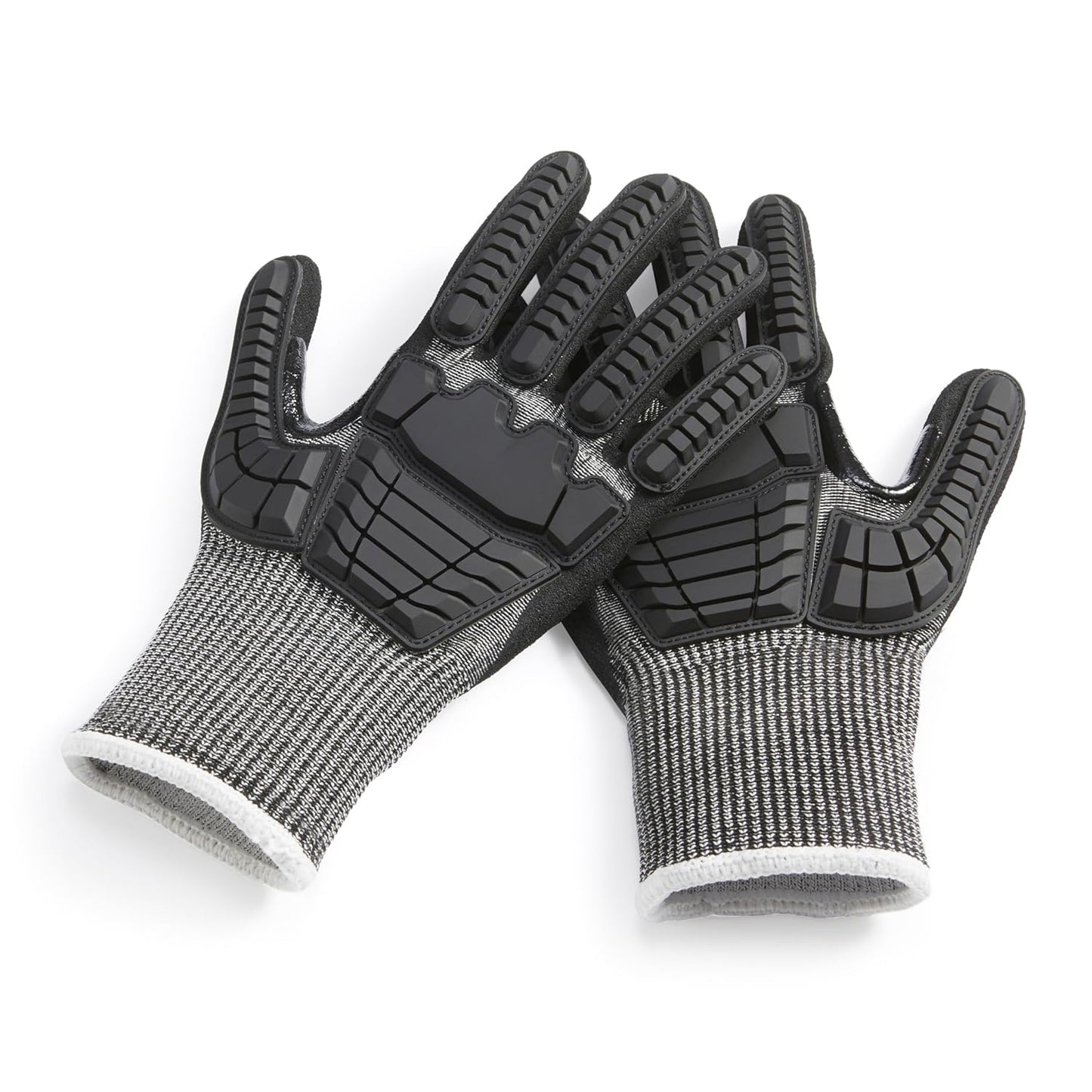 Amazon Basics Cut Level A2, Abrasion ANSI Level A4, Impact Protection Work Gloves, Touchscreen Compatible, 15G Sandy Nitrile Palm, Cut-Resistant, Pack of 100 Pairs, Black, Size XX-Small