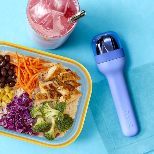 ZOKU Pocket Utensil Set, Charcoal - Stainless Steel Fork, Knife, and Spoon Nest in Hygienic Case - Portable Design for Travel, School, Work, Picnics, Camping and Outdoor Home Use