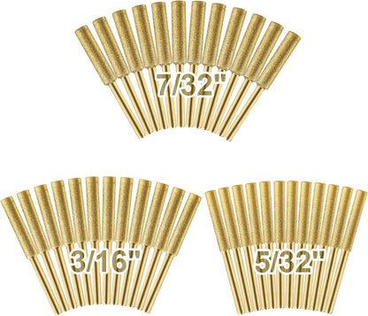 18pcs High Hardness Titanium Plated Chainsaw Sharpener Bits for Chain, Including 5/32''x 6, 3/16''x 6, 7/32''x 6pcs