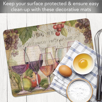 Cut N' Funnel Wine Country Designer Flexible Plastic Cutting Board Mat. Made in the USA, Decorative, Flexible, Easy to Clean