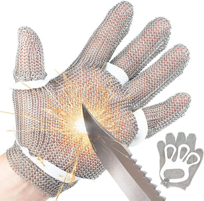 Cut Resistant Gloves, Mesh Chainmail Gloves for Cutting Food Grade for Kitchen Meat Cutting, Oyster Shucking