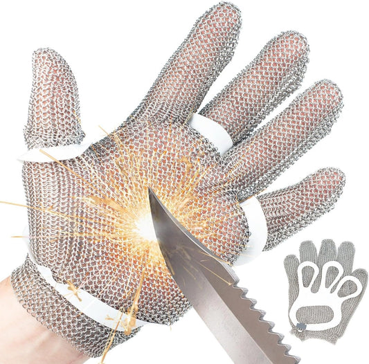 Cut Resistant Gloves, Mesh Chainmail Gloves for Cutting Food Grade for Kitchen Meat Cutting, Oyster Shucking