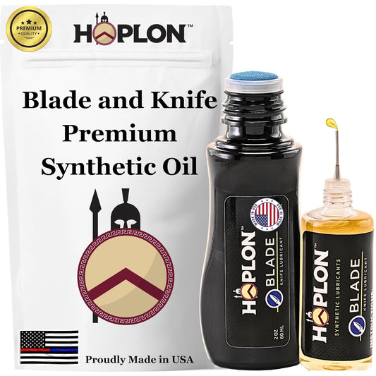 Hoplon Blade Premium Kit - 3oz Knife Oil (9X More Than Leading Oils) - Pocket Knife Cleaning & Care Kit, Dauber & Needle Applicators, Rust Prevention, Complete Knife Restoration & Maintenance Set