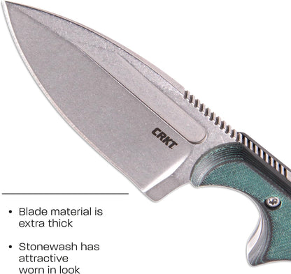 CRKT Minimalist Bowie Outdoor Survival Fixed Blade Knife with Sheath: Stainless Steel Plain Edge Blade, Micarta Handle, 2387