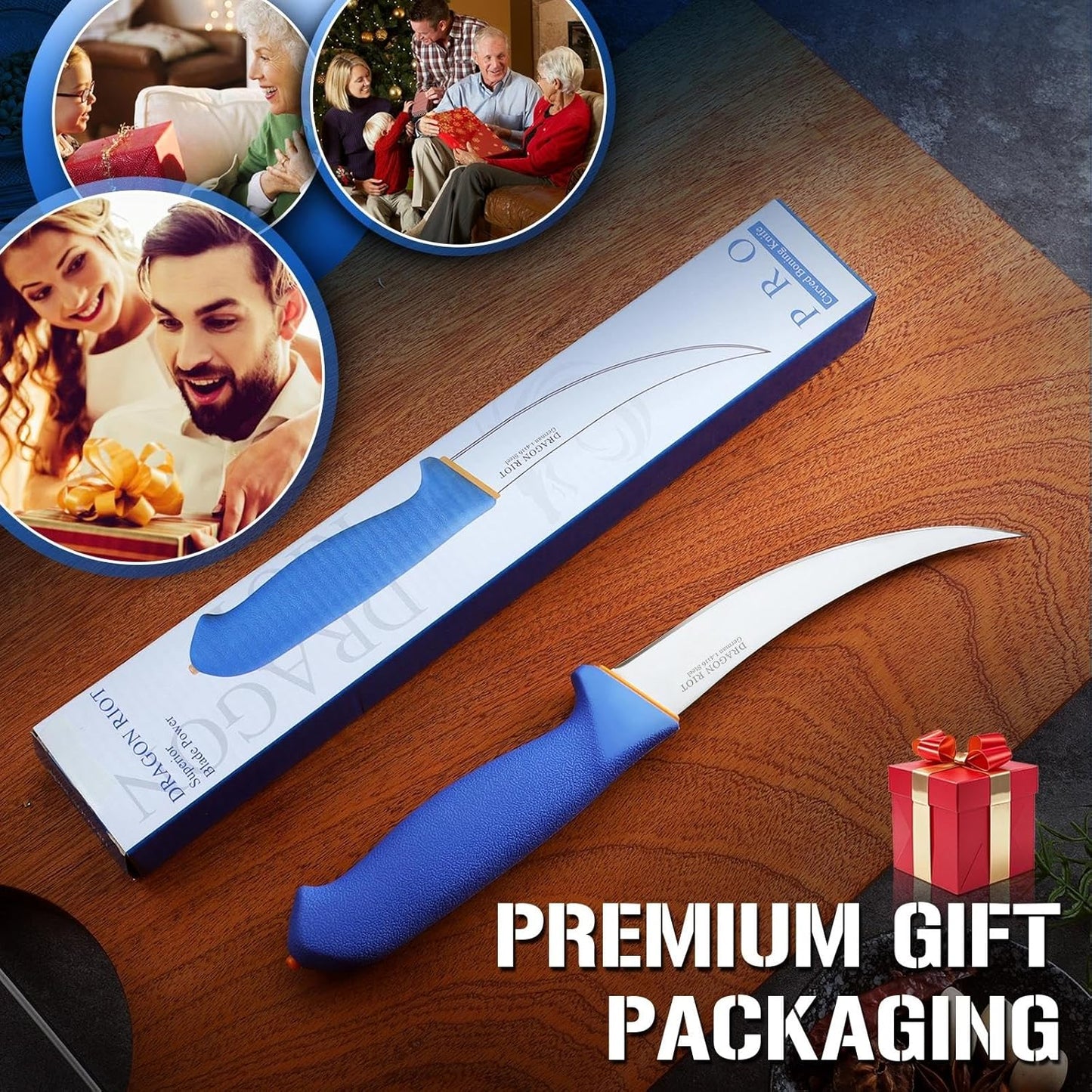 DRAGON RIOT Premium Boning Knife for Meat Cutting 6 Inch BBQ Brisket Meat Trimming Butcher Knife - Stainless Fish Fillet Turkey Carving Knife