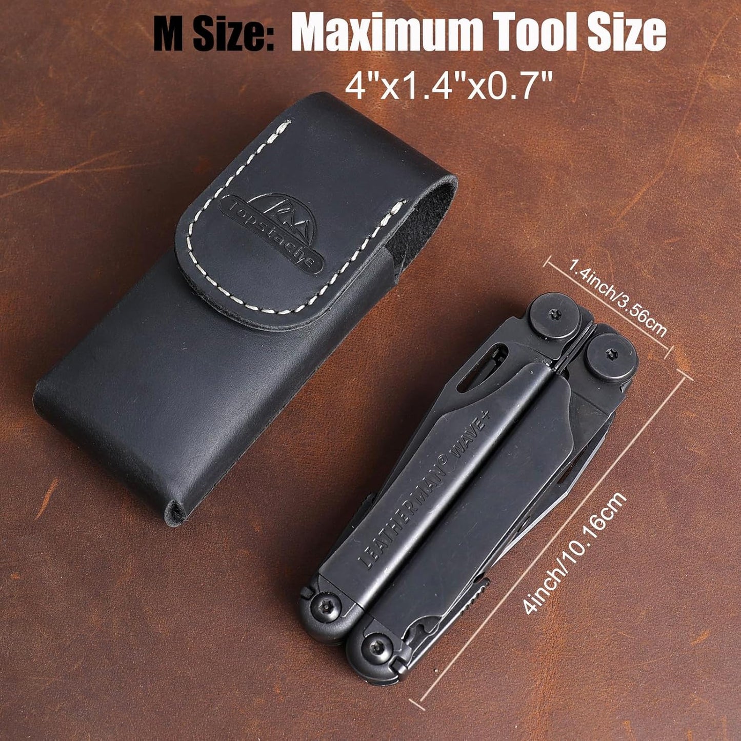 Topstache Leather Multitool Sheath - Multitool Holster for Belt - Belt Loop Multitool Pouch - Magnetic Closure Tool Pouch Case,