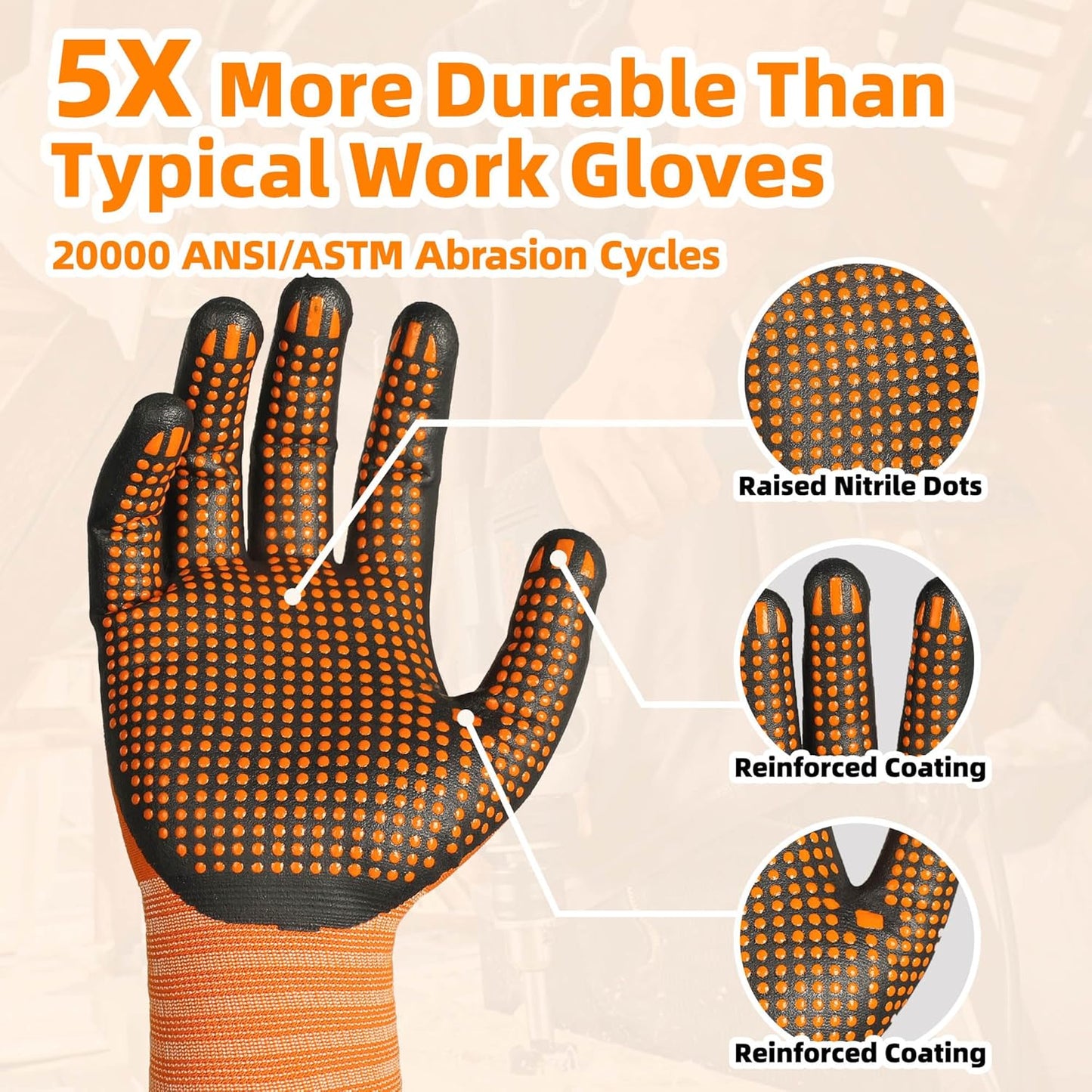 Schwer 3/6/12 Pairs Safety Work Gloves MicroFoam Nitrile Coated, Certified Level 6 Abrasion Resistant Gardening Gloves with MicroDot Grip, Touchscreen, General A1 Cut Resistant Glove, LT5619, S