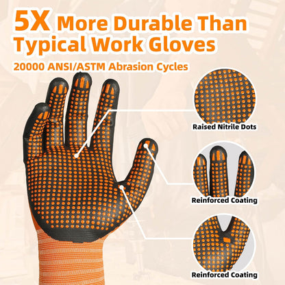 Schwer 3/6/12 Pairs Safety Work Gloves MicroFoam Nitrile Coated, Certified Level 6 Abrasion Resistant Gardening Gloves with MicroDot Grip, Touchscreen, General A1 Cut Resistant Glove, LT5619, S