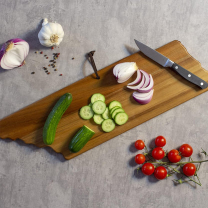 Totally Bamboo Rock & Branch Origins Series New York State Shaped Cutting Board and Charcuterie Serving Tray, Includes Hang Tie for Wall Display