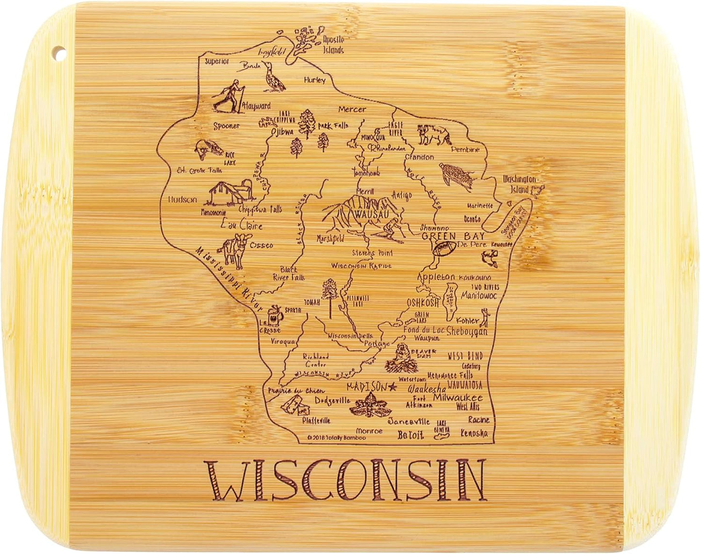 Totally Bamboo A Slice of Life New Jersey State Serving and Cutting Board, 11" x 8.75" - Colors B