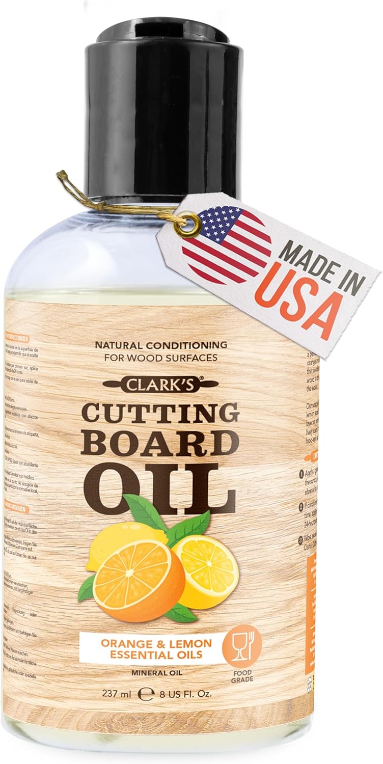 CLARK'S Cutting Board Oil - Coconut Extract Oil for Cutting Board - Made with Fractionated Coconut Oil for Kitchen Countertops, Butcher Blocks, Wooden Bowls and Utensils